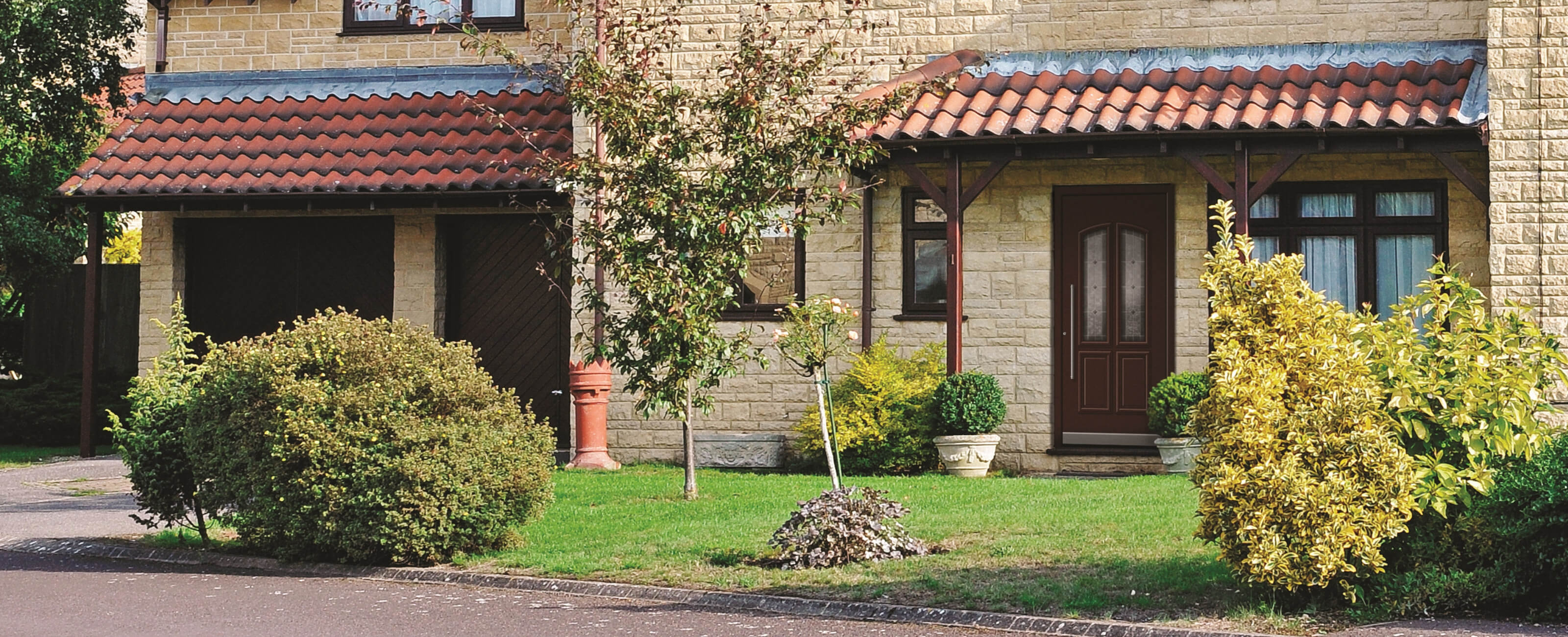 Wooden front doors with glass